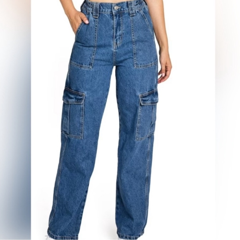 Wax Jeans Wide Leg Cargo Jeans Y2K Street Style Retro Inspired Womens Size L - Picture 4 of 13
